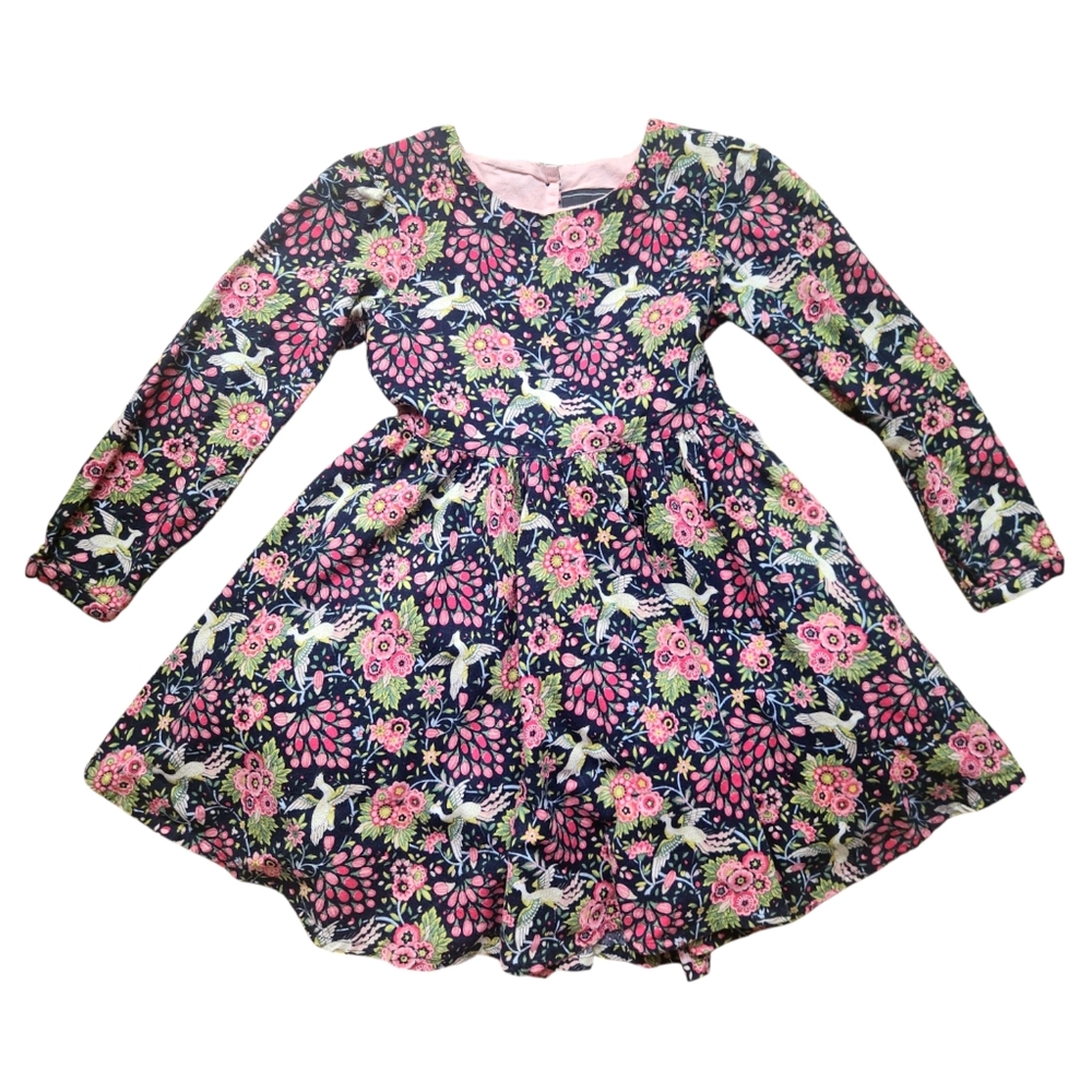 Rock Your Kid Floral Bird Of Paradise Tulle Lined Dress Bow At Waist Party sz 7